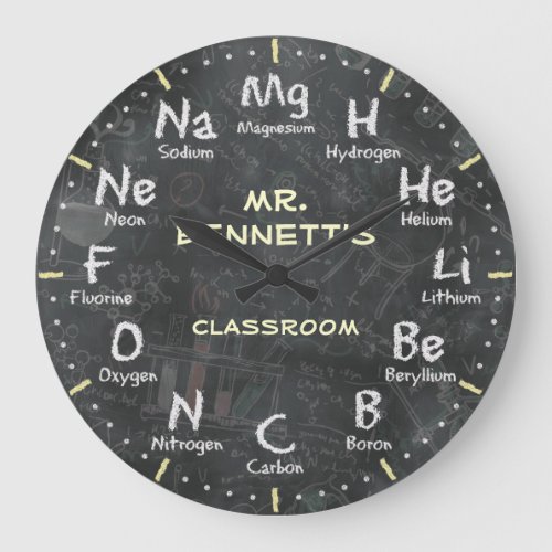 Chemistry Science Chalkboard Personalizable Clock