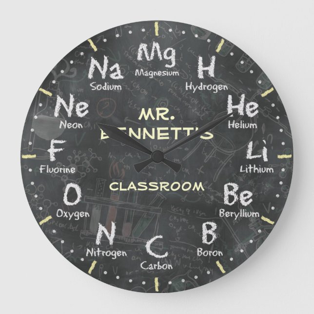 Chemistry Science Chalkboard Personalizable Clock (Front)