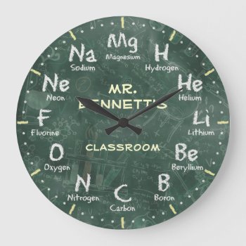 Chemistry Science Chalkboard Personalizable Clock by NiceTiming at Zazzle