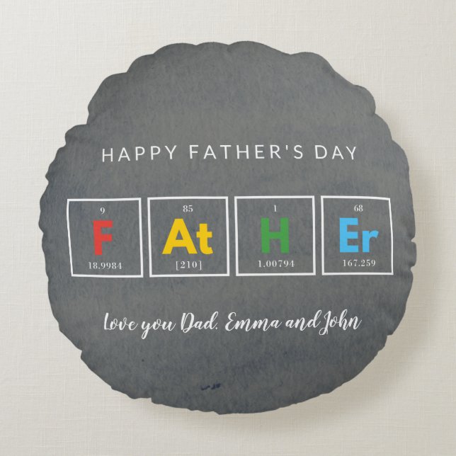 Chemistry,Science,Funny,Dad,Grey,Father's day Roun Round Pillow (Front)