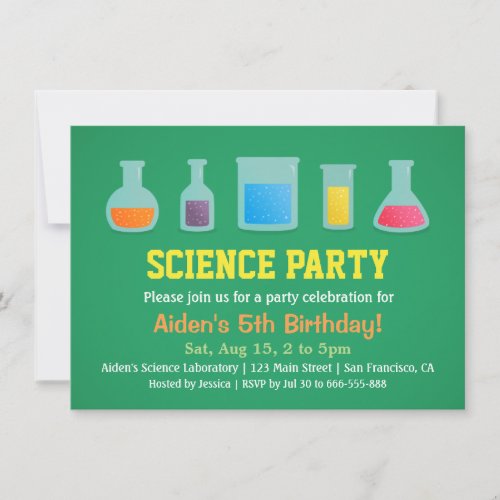 Chemistry Science Kids Birthday Party Invitations