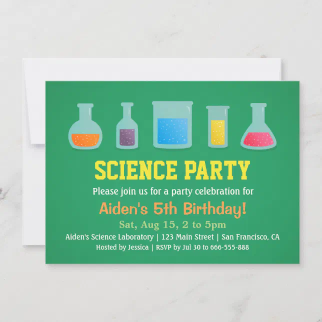 Chemistry Science Kids Birthday Party Invitations | Zazzle