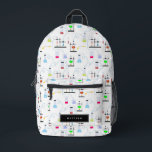 Chemistry Science Test Tubes Lab School  Printed Backpack<br><div class="desc">A hand drawn illustration of test tubes and science experiments. A school Chemistry science theme design featuring a science laboratory performing different kinds of science experiments with chemicals. An ideal design for anyone is studying or teaching science, chemistry, experimenting with chemicals or just loves science. A perfect design for school...</div>