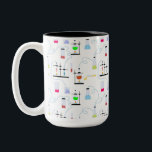 Chemistry Science Test Tubes Lab School Subject  Two-Tone Coffee Mug<br><div class="desc">A hand drawn illustration of test tubes and science experiments. A school subject Chemistry science theme design featuring a science laboratory performing different kinds of science experiments with chemicals. An ideal design for anyone is studying or teaching science, chemistry, experimenting with chemicals or just loves science. A perfect design for...</div>
