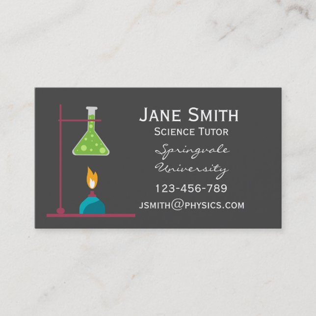 Chemistry science tutor bunsen burner business card (Front)