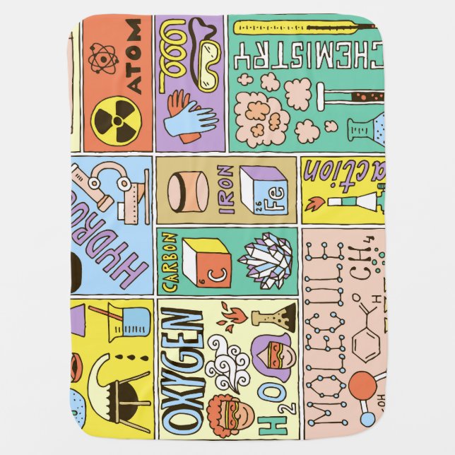 Chemistry Science Vintage Illustration Set Baby Blanket (Front)