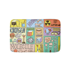 Chemistry Science Vintage Illustration Set Bath Mat