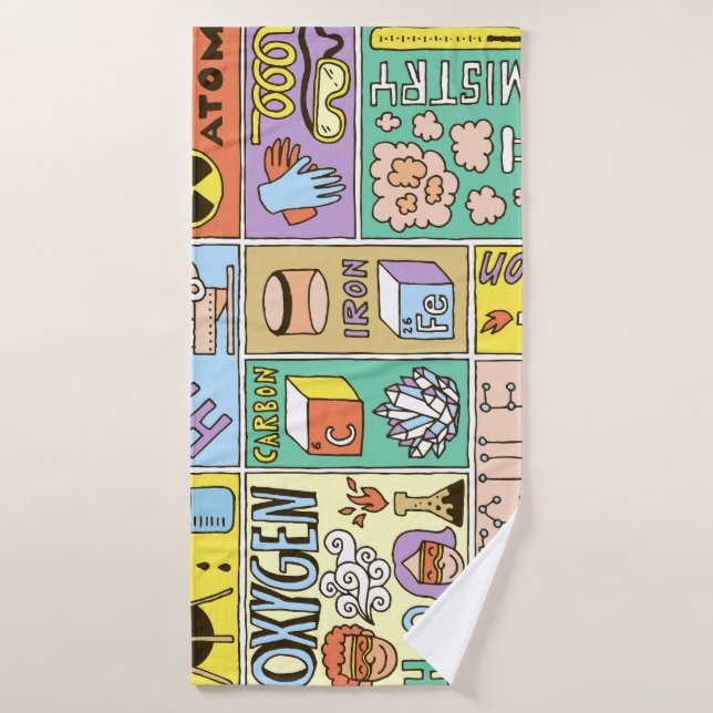 Chemistry Science Vintage Illustration Set Bath Towel (Bath Towel)