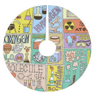 Chemistry Science Vintage Illustration Set Brushed Polyester Tree Skirt