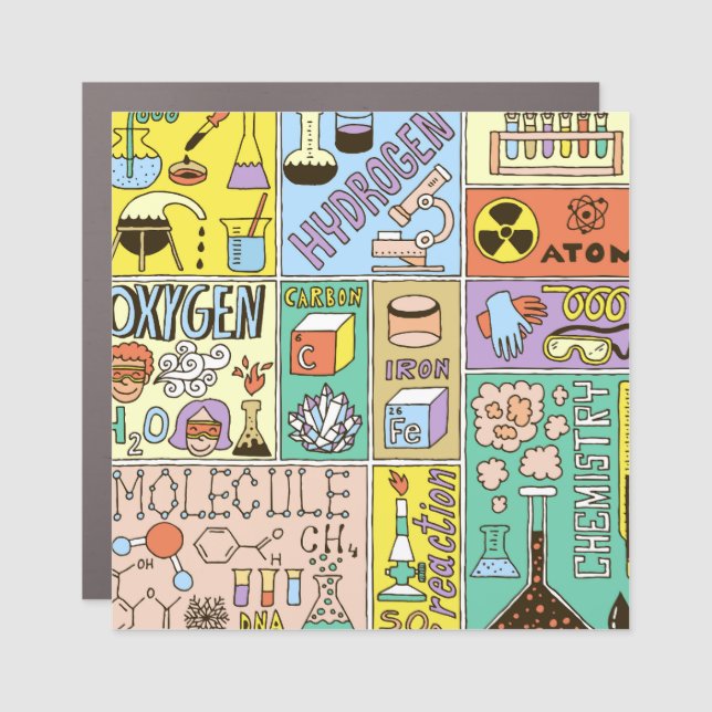 Chemistry Science Vintage Illustration Set Car Magnet (Front)