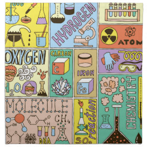 Chemistry Science Vintage Illustration Set Cloth Napkin