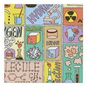 Chemistry Science Vintage Illustration Set Faux Canvas Print