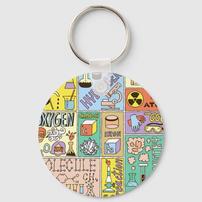 Chemistry Science Vintage Illustration Set Keychain (Front)