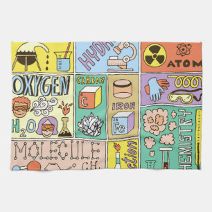 Chemistry Science Vintage Illustration Set Kitchen Towel