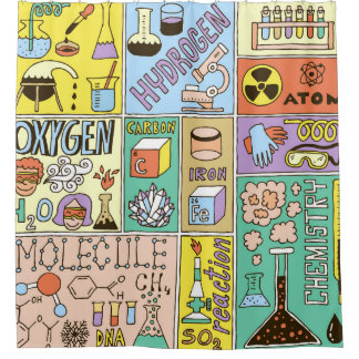 Chemistry Science Vintage Illustration Set Shower Curtain