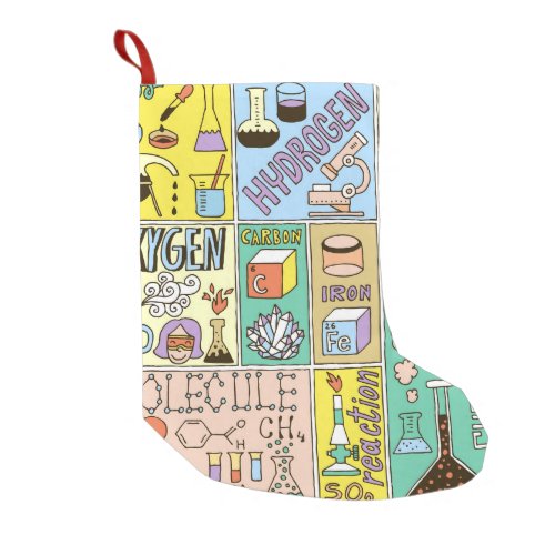 Chemistry Science Vintage Illustration Set Small Christmas Stocking