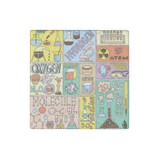 Chemistry Science Vintage Illustration Set Stone Magnet
