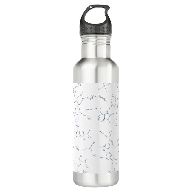 Chemistry scientific symbol pattern stainless steel water bottle (Front)