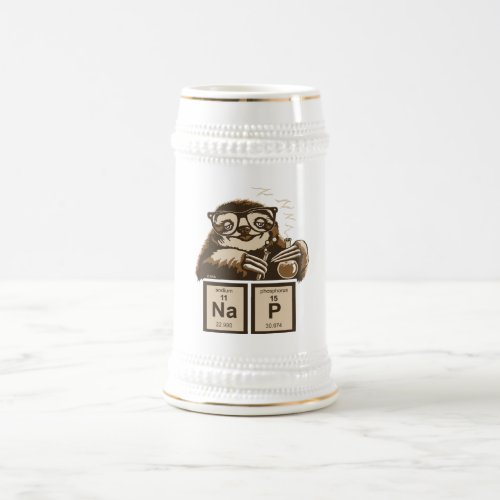 Chemistry sloth discovered nap beer stein