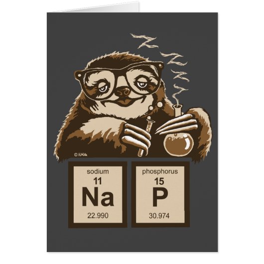 Chemistry sloth discovered nap cards (Front)