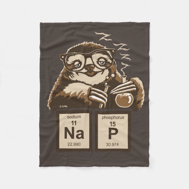 Chemistry sloth discovered nap fleece blanket (Front)
