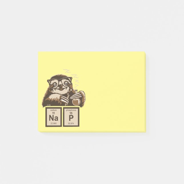 Chemistry sloth discovered nap post-it notes (Front)