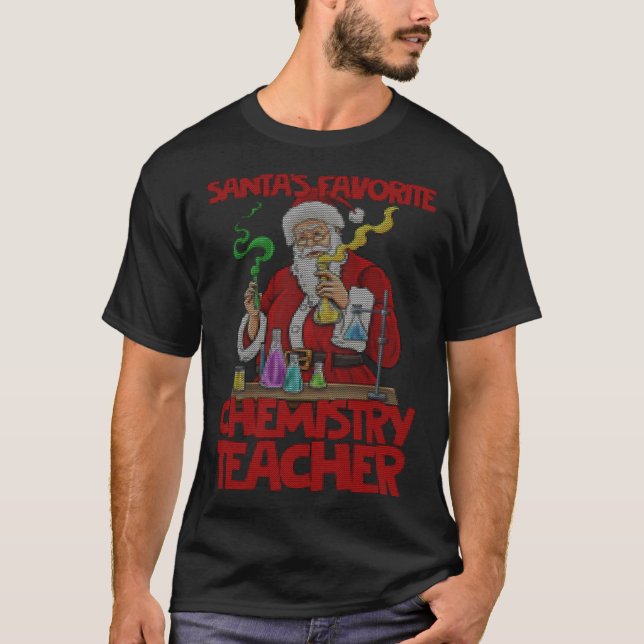 Chemistry teacher Santa Claus Lab Work Ugly Christ T-Shirt (Front)