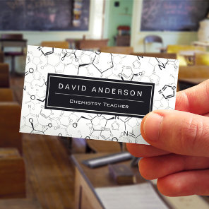 Chemistry Teacher Stylish Chemical Formula Pattern Business Card