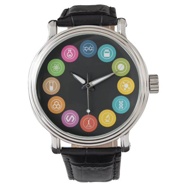 Chemistry Teacher Symbols Black Watch (Front)