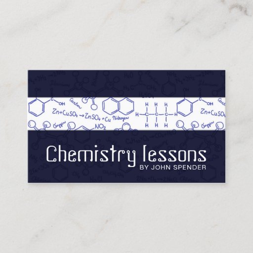 Customizable Chemistry Teaching Tutor Blue Business Card