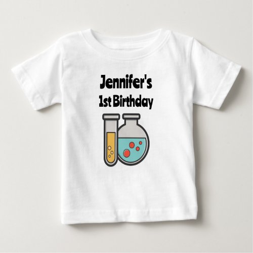 Chemistry Test Tube and Beaker 1st Birthday Baby T_Shirt