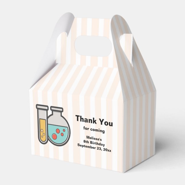 Chemistry Test Tube and Beaker Birthday Favor Boxes (Front Side)