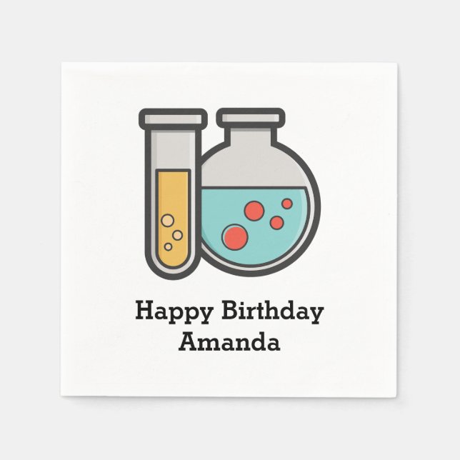 Chemistry Test Tube and Beaker Birthday Napkins (Front)