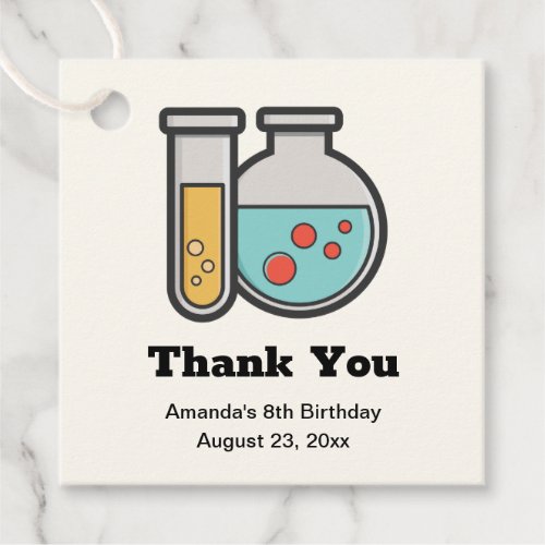 Chemistry Test Tube and Beaker Birthday Thank You Favor Tags