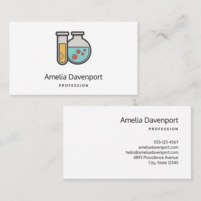 Chemistry Test Tube and Beaker Business Card (Front/Back)