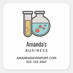 Chemistry Test Tube and Beaker Business Square Sticker