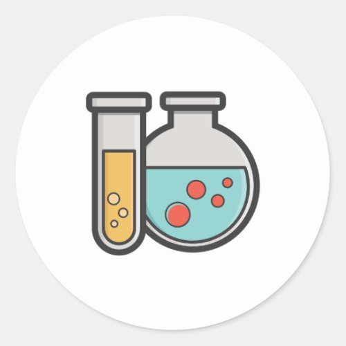 Chemistry Test Tube and Beaker Classic Round Sticker