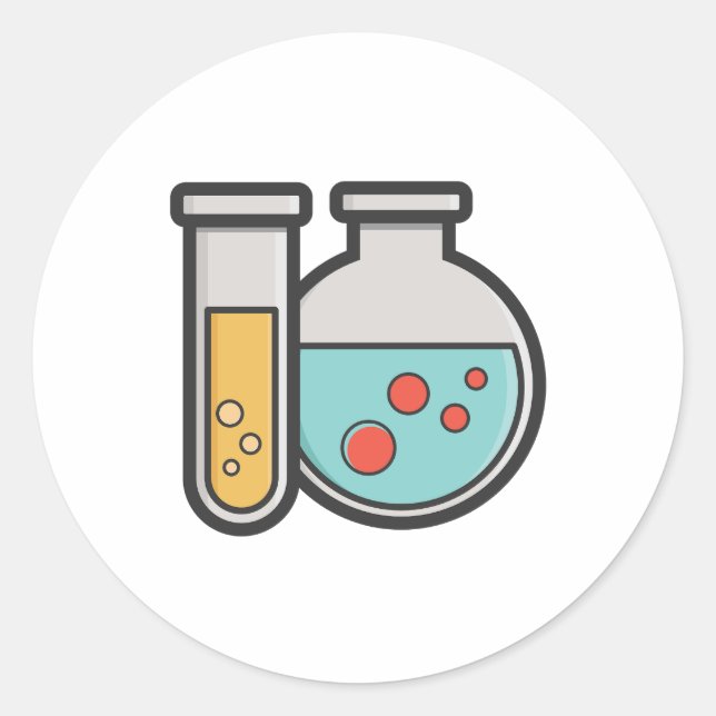 Chemistry Test Tube and Beaker Classic Round Sticker (Front)