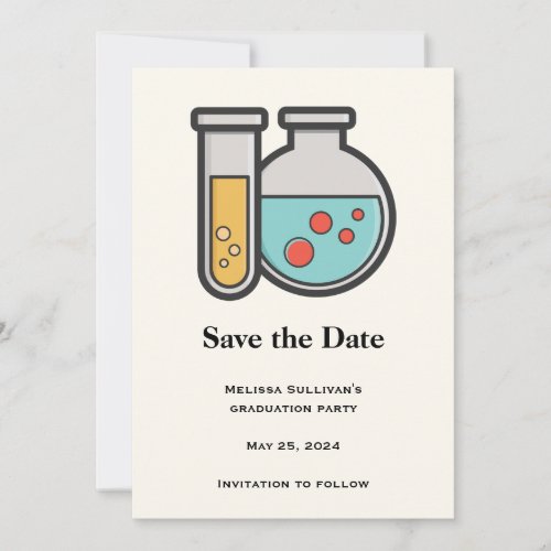 Chemistry Test Tube and Beaker Graduation Save The Date