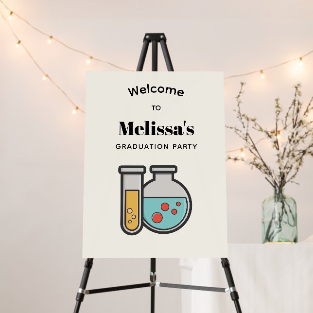 Chemistry Test Tube and Beaker Graduation Welcome Foam Board (In Situ (Stand))