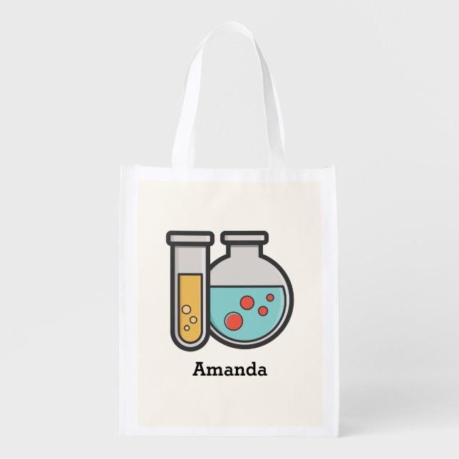 Chemistry Test Tube and Beaker Grocery Bag (Front)