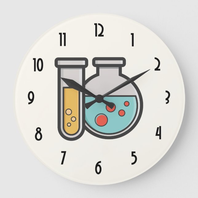 Chemistry Test Tube and Beaker Large Clock (Front)