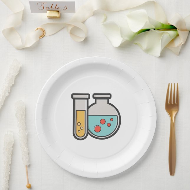Chemistry Test Tube and Beaker Paper Plates (Wedding)