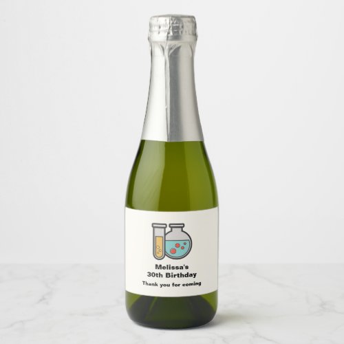 Chemistry Test Tube and Beaker Party Thank You Sparkling Wine Label