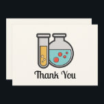 Chemistry Test Tube and Beaker Thank You Card<br><div class="desc">Thank you card with a cute illustration of a test tube holding yellow liquid and a rounded flask/beaker holding green liquid with red bubbles.</div>