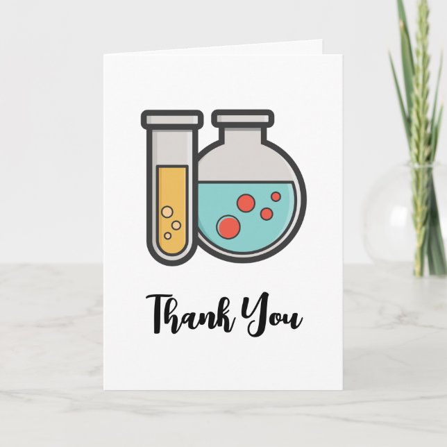 Chemistry Test Tube and Beaker Thank You Card (Front)
