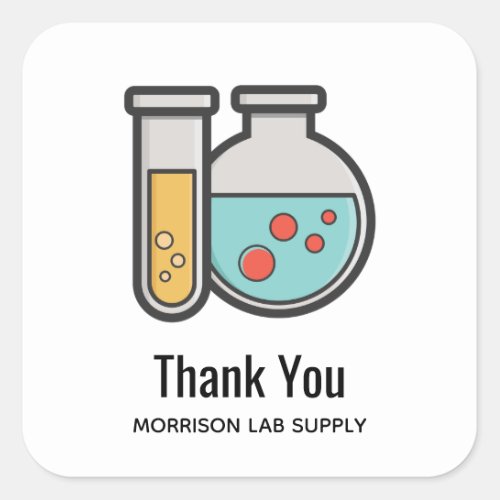 Chemistry Test Tube and Beaker Thank You Square Sticker