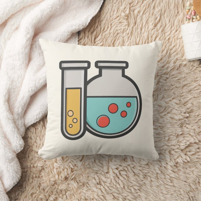 Chemistry Test Tube and Beaker Throw Pillow (Blanket)