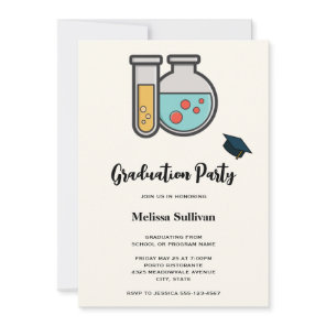 Chemistry Test Tube and Flask Graduation Invitation