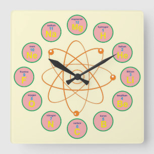 Chemistry Themed Square Wall Clock